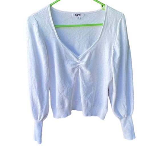 525 America size M deep V tiny sequined ruched  front sweater. - Picture 1 of 4
